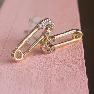 Rhinestone Safety Pin Earrings